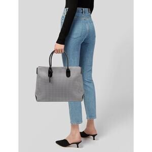 Vintage Paloma Picasso Purse Tote Black White Houndstooth Canvas Handbag